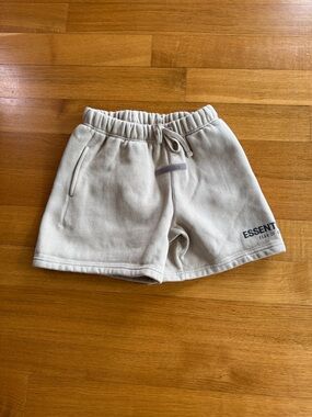 Essentials Kids Cream Fleece Drawstring Shorts